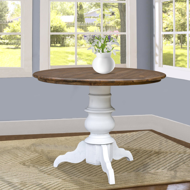 Longshore Tides Grayton 42" Round Solid Wood Pedestal Dining Table ...
